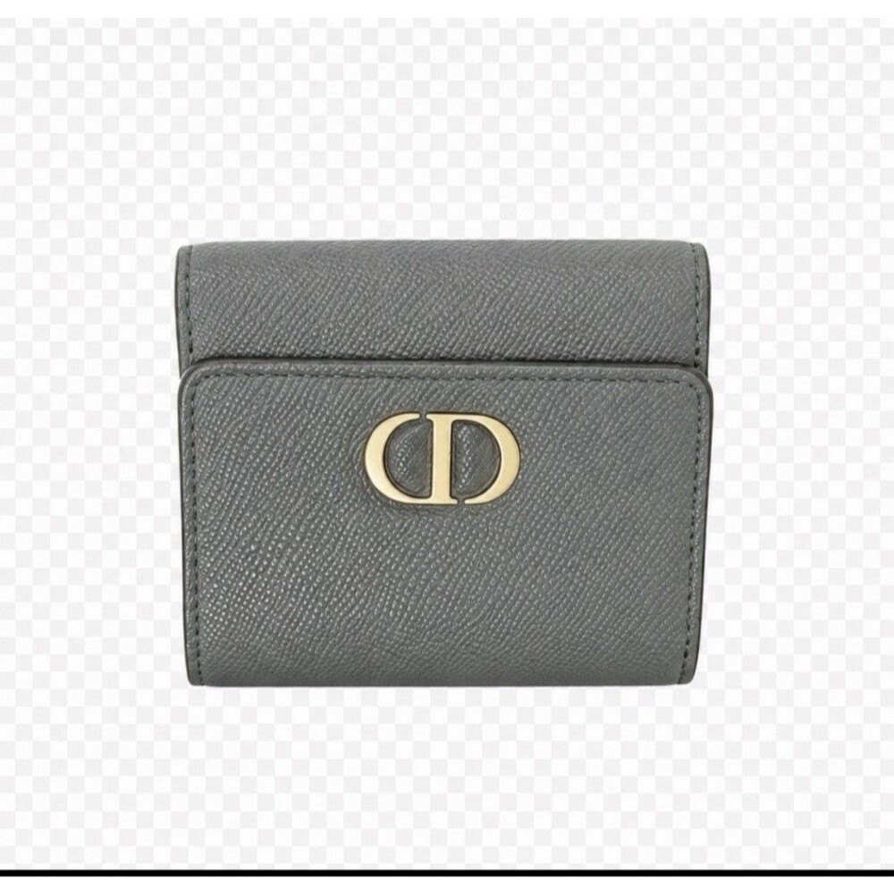 DIOR Montaigne Lotus Wallet - Gray Leather Trifold Wallet